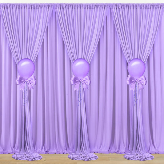 40 ft x 10 ft Wrinkle Free Lavender Backdrop Curtain for Parties, Polyester Light Purple Photo Backdrop Drapes 8 Panels 5x10ft for Baby Shower Photoshoot Wedding Birthday Party Photography Curtains