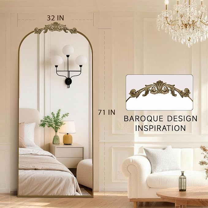 MISSDAY Vintage Baroque Full Length Mirror, Full Metal Frame Stand Up Retro - Image 5