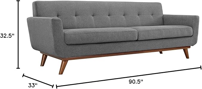 Modway Engage Mid-Century Modern Upholstered Fabric Sofa in Expectation Gray - Image 3