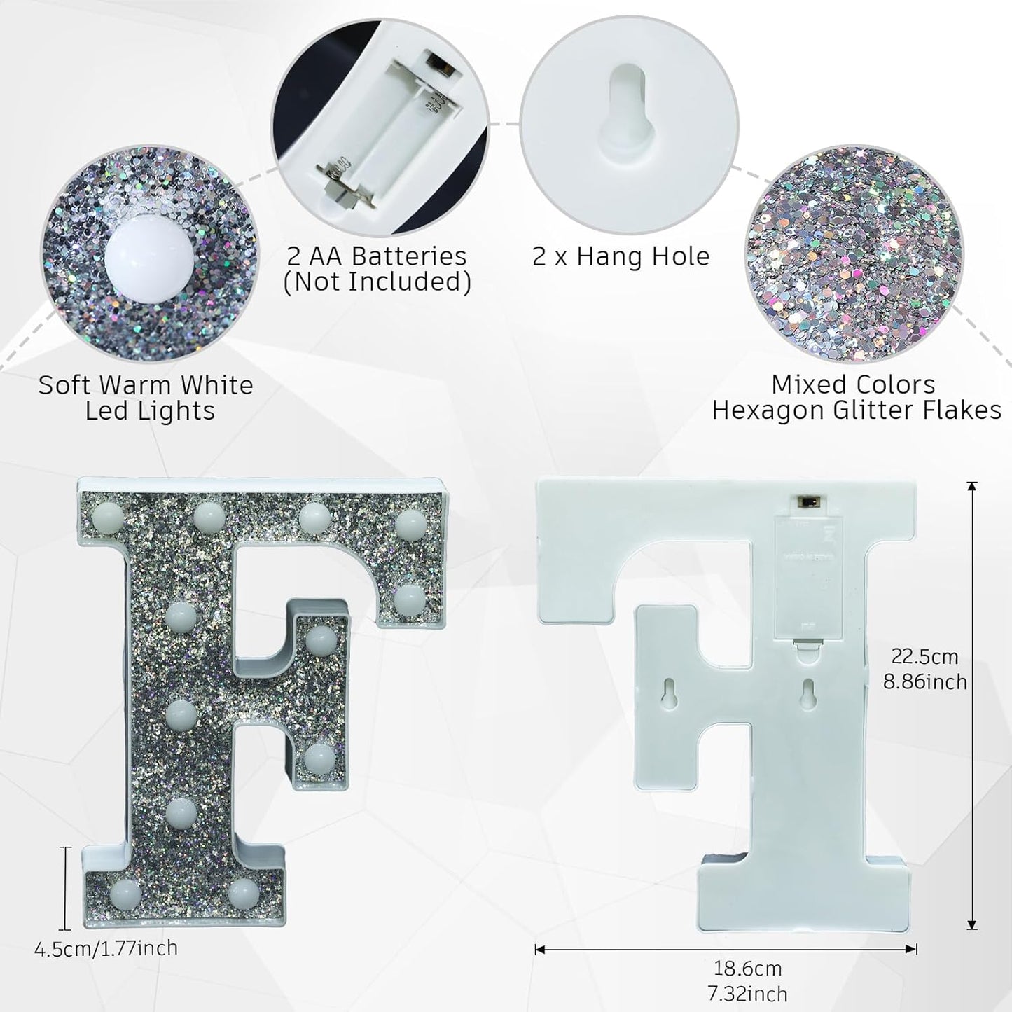 NW LIGHT Marquee Light Signs for Prom, Events, or Engagement Party Decor, Featuring Alphabet & Number Lighted Letters, Letter F