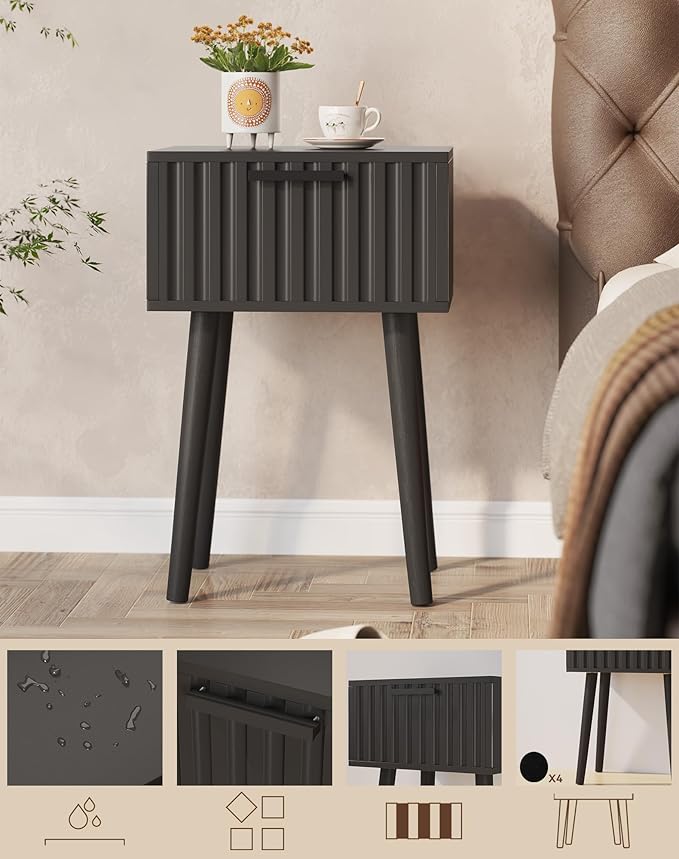 YMYNY Fluted Nightstand Set of 2, Small End Table, Modern Coffee Table - Image 4