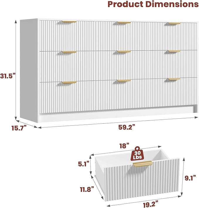 Garvee 9 Drawers Dresser for Bedroom - Image 2