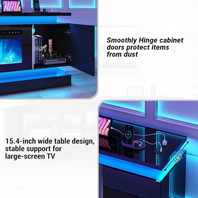 chartustriable 81IN LED TV Stands w/50 inch Fireplace Power Outlet - Image 8