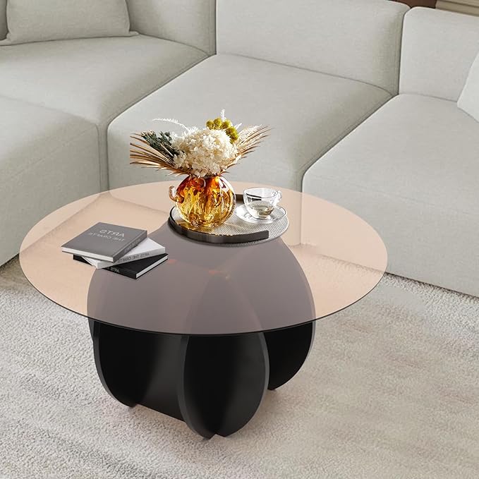 Round Glass Coffee Table for Living Room - Image 8