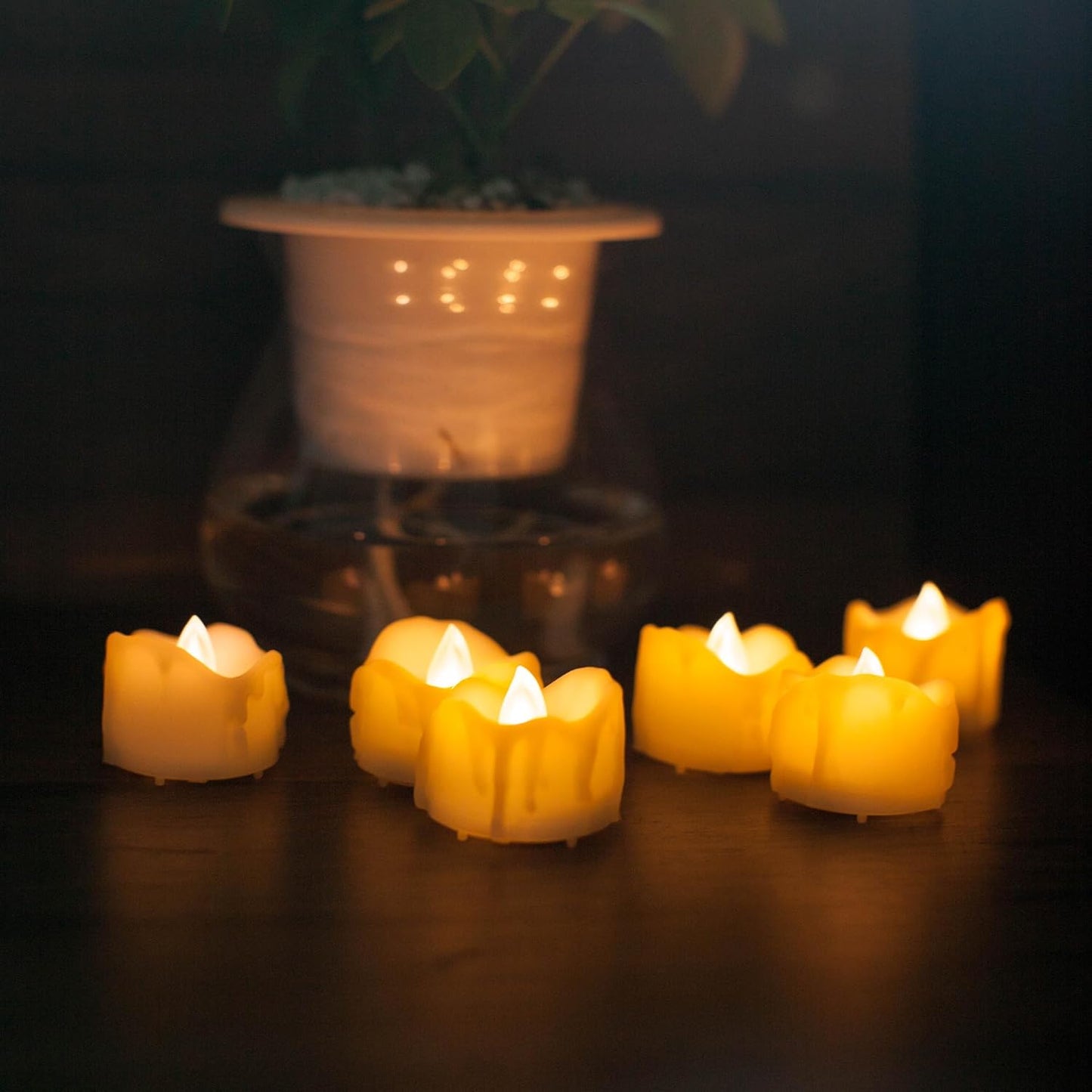 CANDLE CHOICE Battery Operated Flameless Votive Candles with Timer Realistic Flickering Fake Electric LED Tea Lights Tealights for Halloween Christmas Party Wedding Decorations Batteries Incl. 6 Pack