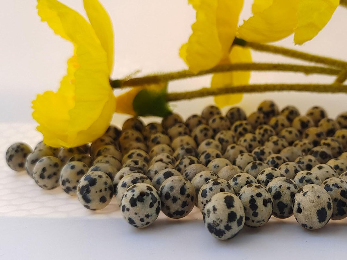 Stone Beads 10mm 60pcs Dalmation Spot Jasper Beads Round Loose Gemstones Beads for Bracelet Necklace Jewelry Making (10mm, 61009 Dalmation Spot Jasper)