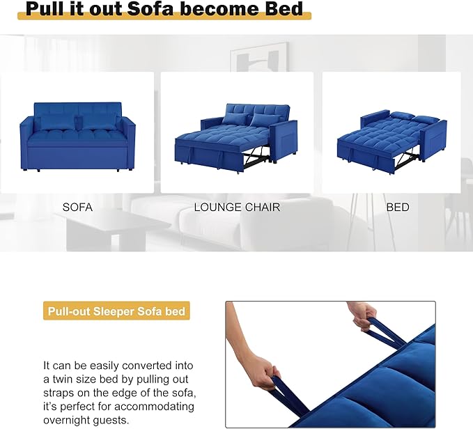 Convertible Sleeper Sofa Bed, Loveseat Sleeper Sofa - Image 7