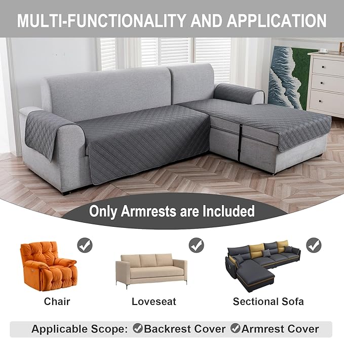 Genina Sofa Armrest Cover, Anti-Slip Armchair Slipcovers - Image 4