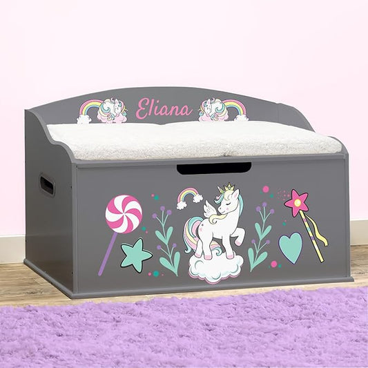 DIBSIES Personalized Creative Wonders Toy Box, Unicorns & Rainbows, 30 x 19.25 by DIBSIES