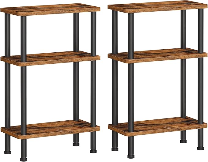 HOOBRO Narrow Side Table Set of 2, 3-Tier Slim End Table No Tools Needed by HOOBRO