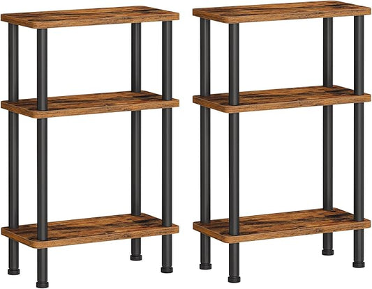 HOOBRO Narrow Side Table Set of 2, 3-Tier Slim End Table No Tools Needed by HOOBRO