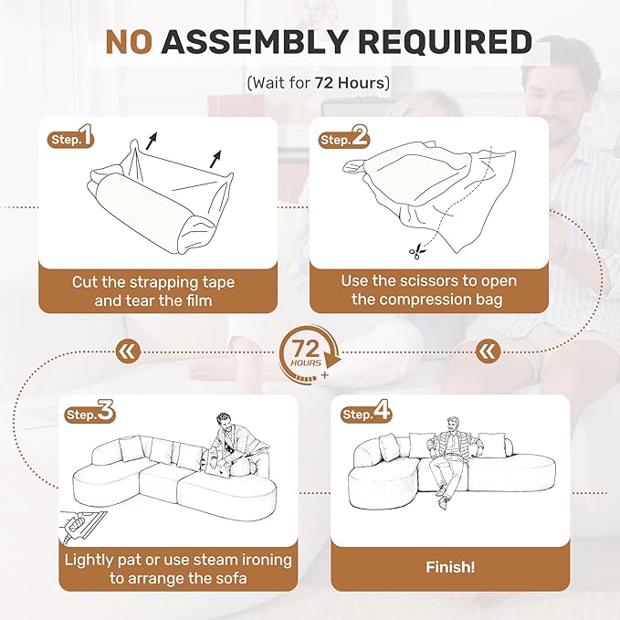 114 Inch Boneless Couches for Living Room, Modern Modular Sectional Sofa - Image 6