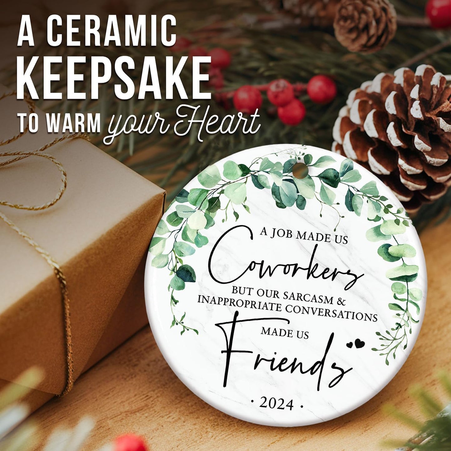 ZAGKOO Coworker Christmas Ornament - Work Besties Gifts for Women - Friendship Gifts for Colleague - Christmas Ornaments 2024