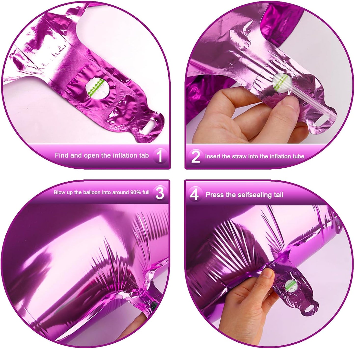 Digital Number 7 Rosy Purple Birthday Balloon 40 Inch, Foil Balloons for 7 17 27 70 77 Party Decorations Supplies, Rosy purple Mylar Numbers Balloon for Seven Wedding Anniversary