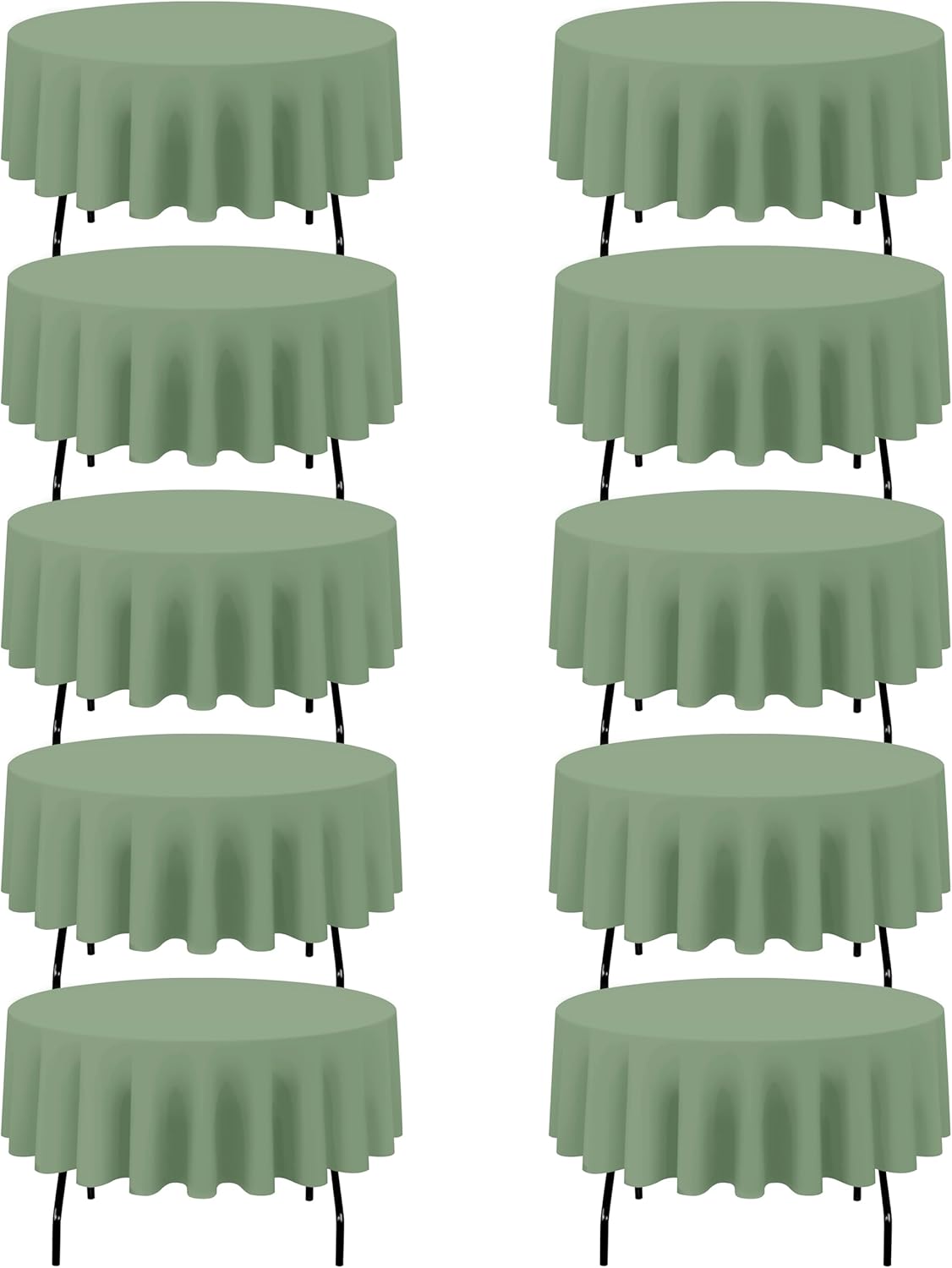 BRILLMAX 10 Pack Sage Green Round Tablecloths 90 Inch - Circle Bulk Linen Polyester Fabric Washable Table Cloth Cover for Wedding Reception Banquet Birthday Party Buffet Restaurant