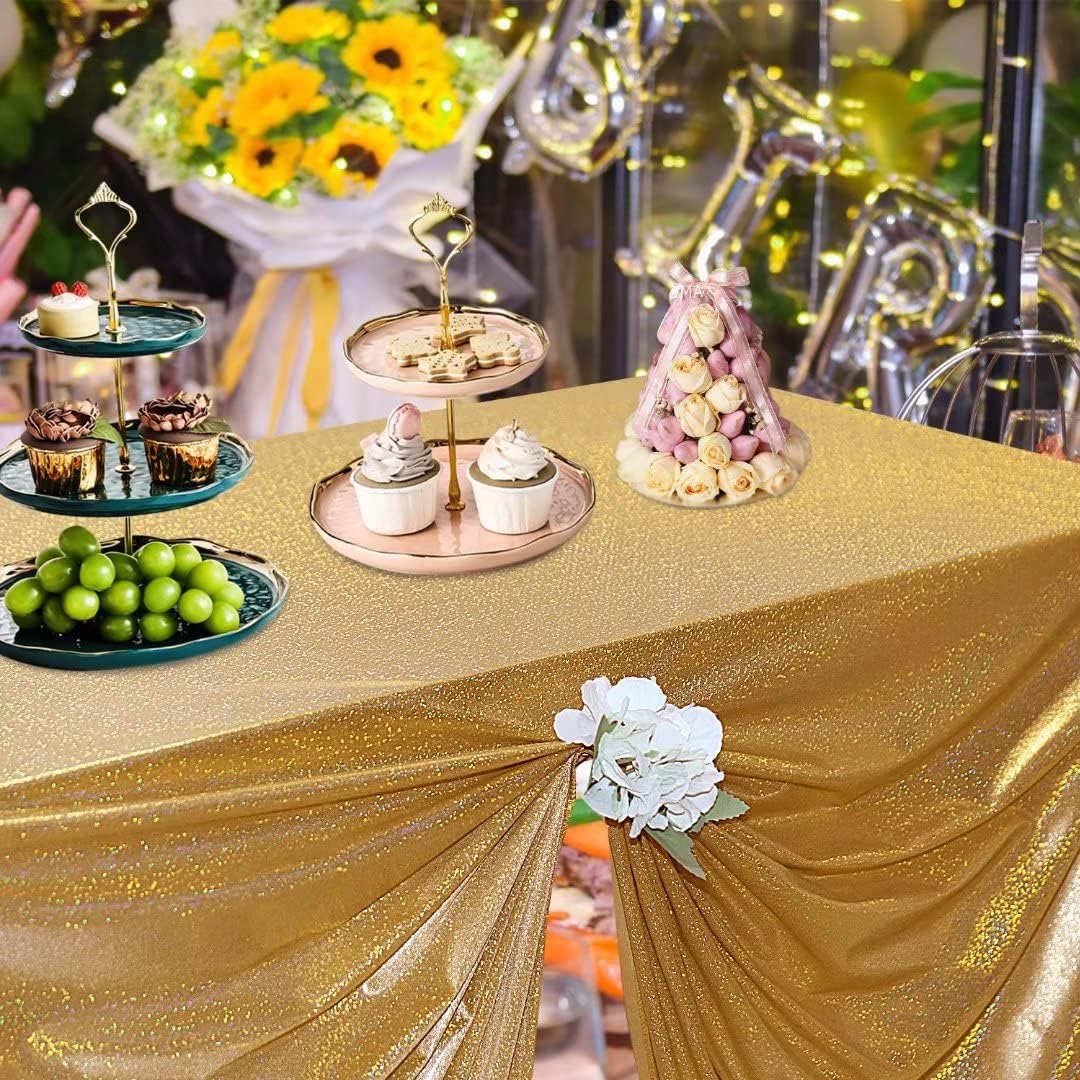 Fitable Gold Sequin Tablecloth for Parties 54x54 Inch - Sparkle Glitter Table Cloth Laser Square Overlay for Wedding Baby Shower Ceremony Birthday Holiday Banquet Decoration