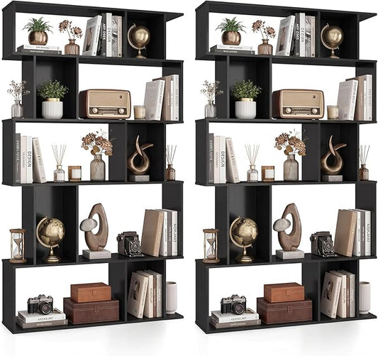 Giantex 5-Tier Bookshelves Set of 2, 10-Cube Geometric Bookcase by Giantex