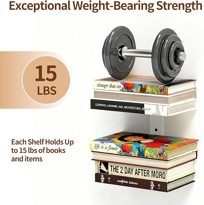Invisible Floating Bookshelves 6 Tier, Heavy Duty Metal Book Organizer - Image 4