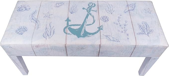 Indoor Coastal Bench Faux Leather Anchor Design - Image 5