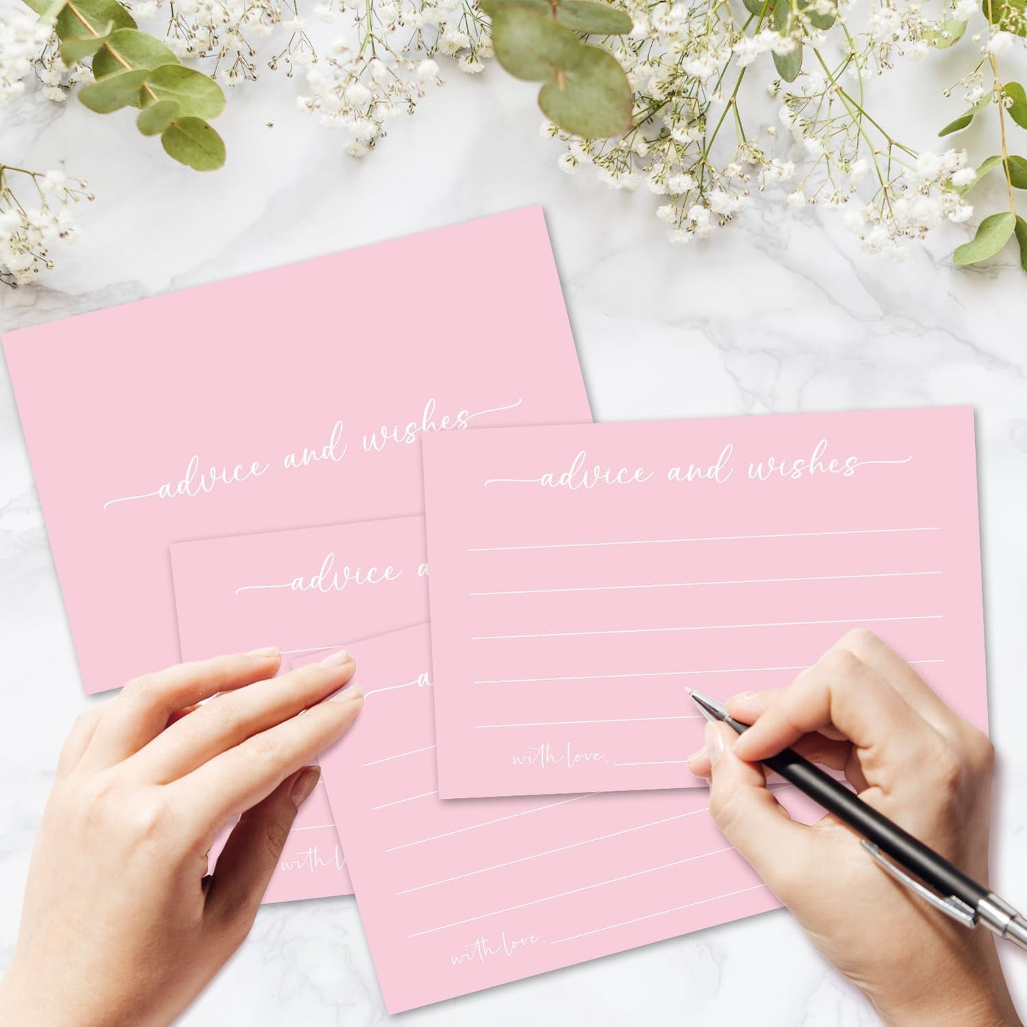 Pink Advice and Wishes Card, Advice Cards for The Bride and Groom, Bridal Shower,Wedding or Baby Shower, Birthday, Graduation, Retirement, Guestbook - 25 Cards -07