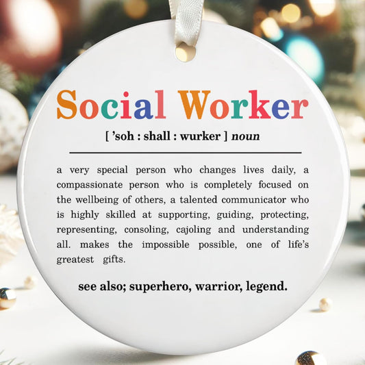 Pawzity Social Worker Christmas Ornament - Social Worker Gifts for Women - Ceramic Thank You Appreciation Ornament