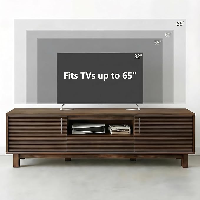 Amada 58" TV Stand for TVs up to 65 Inch, Fluted Entertainment Center - Image 3
