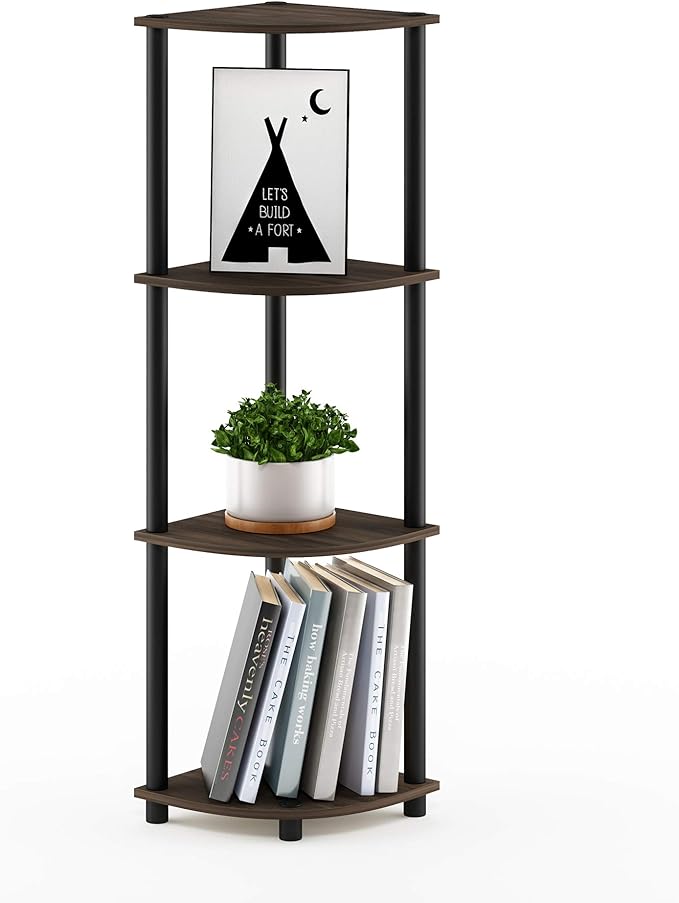 Furinno TURN-N-TUBE Corner Shelf, 4-Tier Corner Bookshelf, Display Storage - Image 6