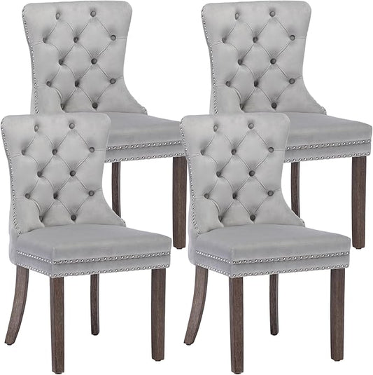 KCC Velvet Dining Chairs Set of 4, Upholstered High-end Tufted Dining Room Chair by KCC