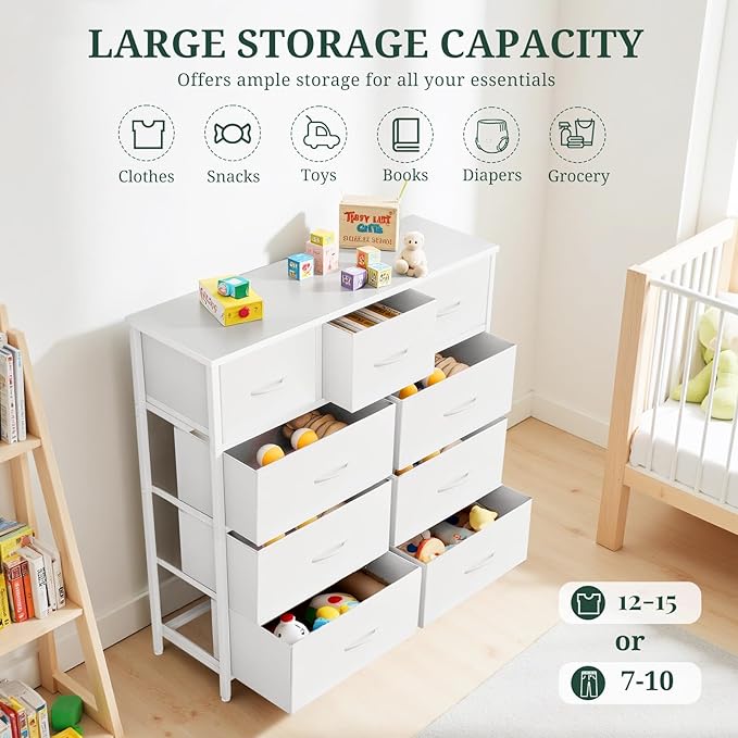 9-Drawer Dresser for Bedroom, Anti-Tip Tall Storage Organizer Chest of Drawers - Image 5