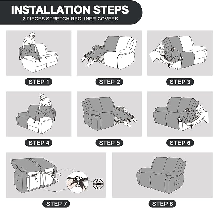 Timeles Recliner Covers Recliner Loveseat Covers Reclining Couch Covers Sofa - Image 7