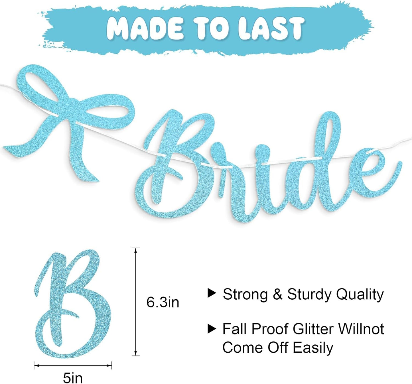 Bride to Be Banner, Light Blue Bride to Be with Bow Glitter Bachelorette Bridal Party Banner BRIDE TO BE Sign for Blue Bachelorette Bridal Shower Wedding Engagement Hen Party Decorations