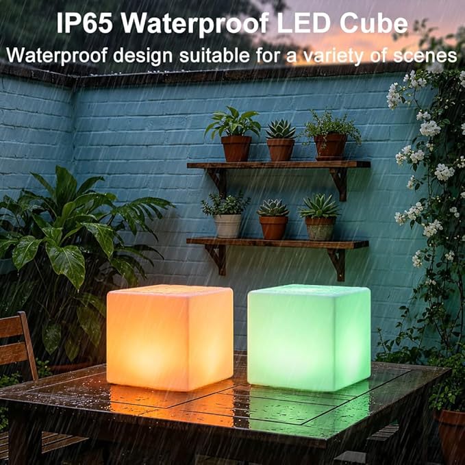 8-in LED Cube Night Light Mood Lamp, Cordless LED Light Cubes - Image 6