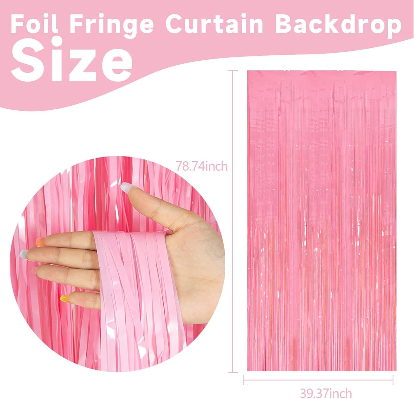 2 Pack Pink Streamers Pastel Curtain Backdrop Wall Fringe Backdrop Birthday Party Decorations Light Pink Halloween Baby Shower Valentines Wedding Decorations for Women