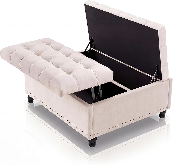 Garvee 36'' Large Square Storage Ottoman, Lift Top Storage Ottoman Coffee Table by Garvee