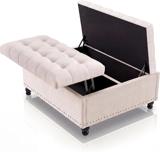Garvee 36'' Large Square Storage Ottoman, Lift Top Storage Ottoman Coffee Table by Garvee