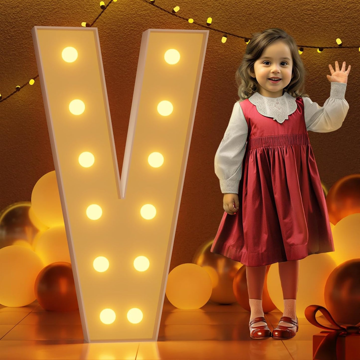 Marquee Letters 4 Feet Tall Large Light Up Letters V Happy Birthday Decorations Marry Me Engagement Party Decor Yellow Light Birthday Decorations Balloon Arch Kit Foam Sign V