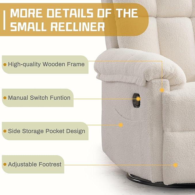 Korser Recliner Chair, Swivel Rocker Recliner Chair - Image 6