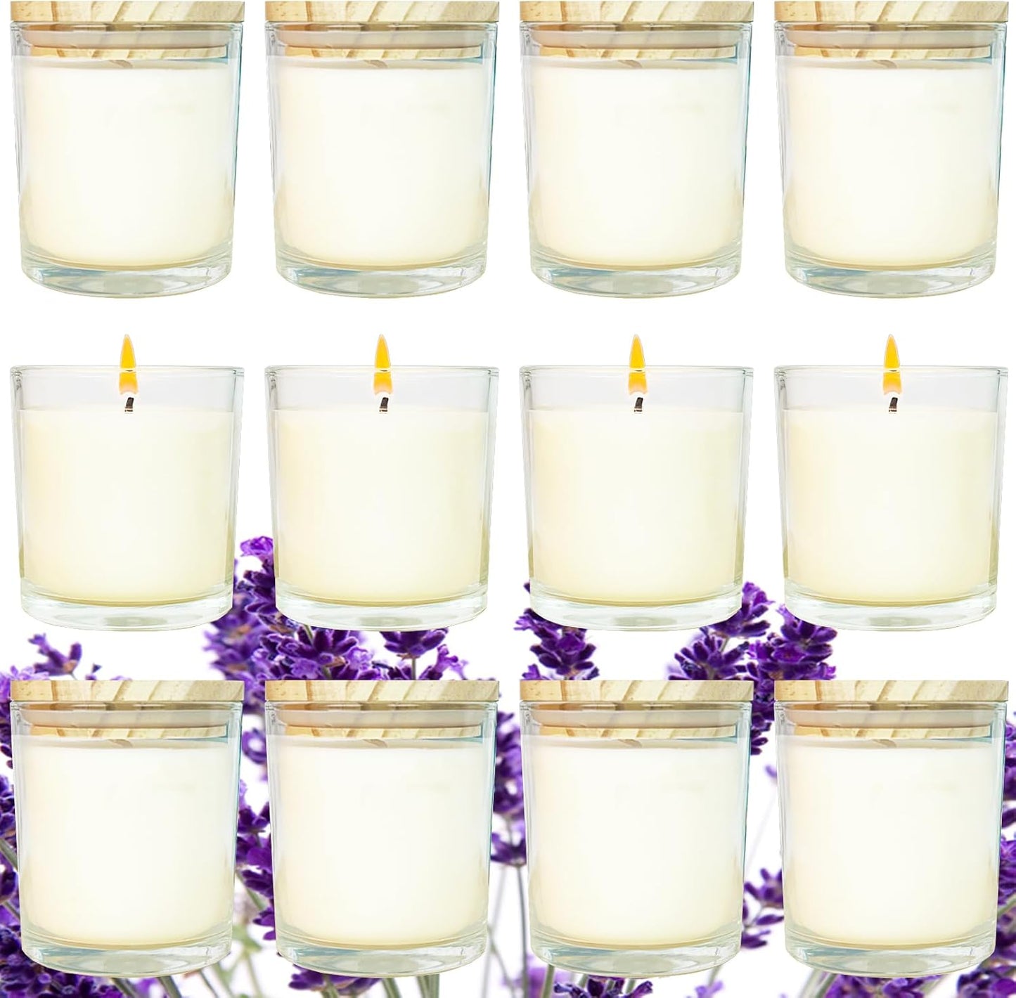 12 Pcs 6 Oz Mini Soy Candles,Lavender Scented Bulk Candle Set,Aromatherapy Candle,Great Stress Relieving Scented Candles for Girls as a Gift for Birthdays, Weddings Party Favors!