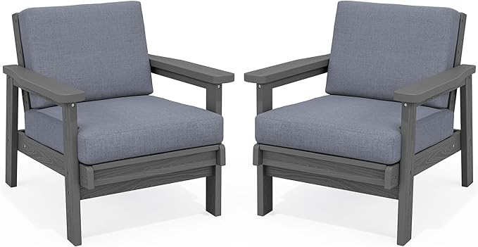 SERWALL HDPE Outdoor Furniture Set, 2 Piece All Weather Wood-Like Outdoor Sofa by SERWALL