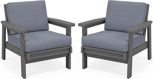 SERWALL HDPE Outdoor Furniture Set, 2 Piece All Weather Wood-Like Outdoor Sofa by SERWALL