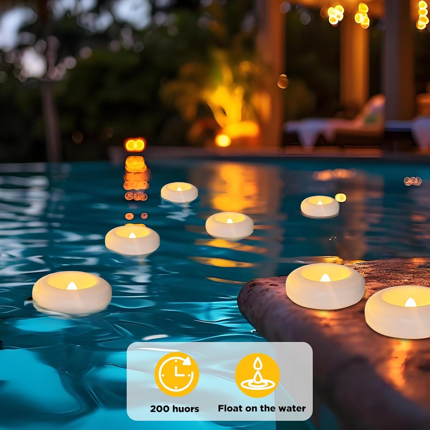 24 Pack 3” Flameless LED Floating Candles, Water-Activated Battery Operated Floating Candle with180+ Hours Runtime for Cylindrical Vase, Pool, Fountain - Ideal for Wedding, Party Decoration