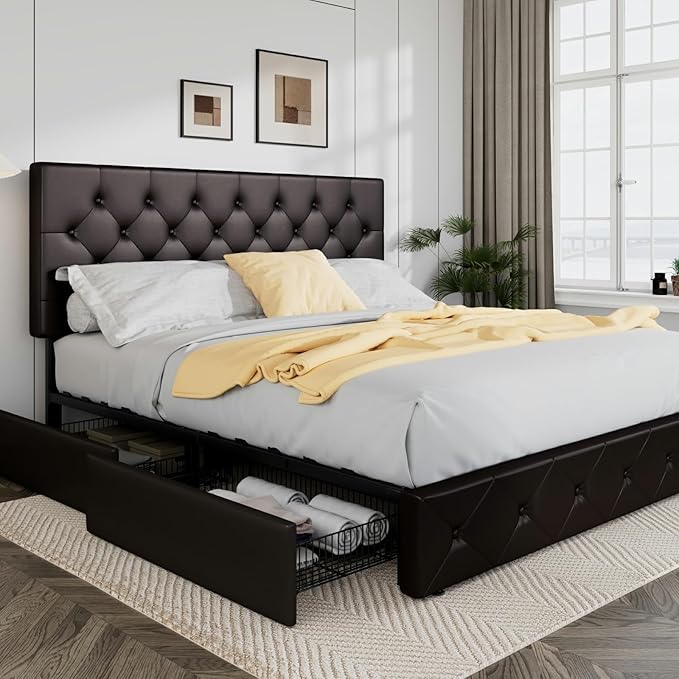 Allewie Upholstered King Size Platform Bed Frame by Allewie