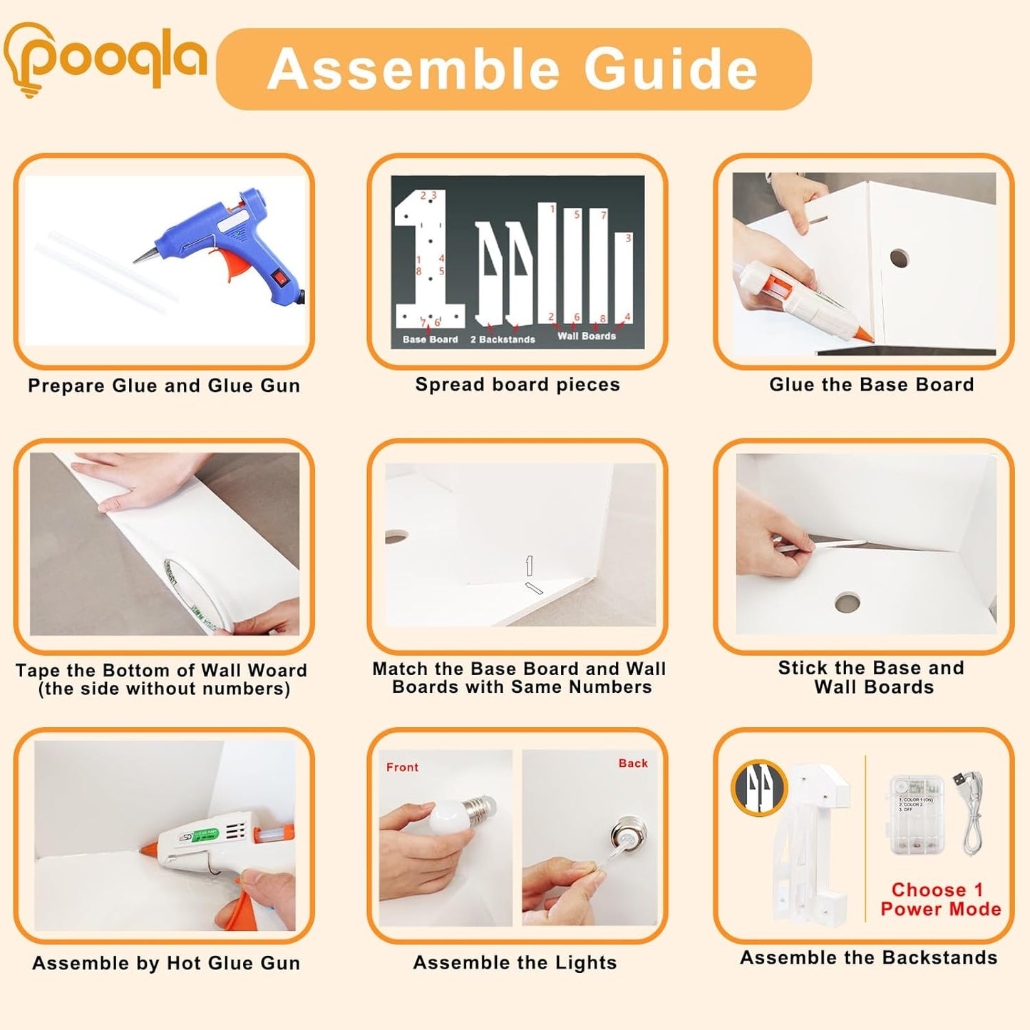 Pooqla 3FT Light Up Marquee Numbers, LED Large Lighted Marquee Numbers for Party Decoration, Giant Mosaic Number for Balloon 4th 14th 40th Birthday Decoration, Cool White and Warm White 4