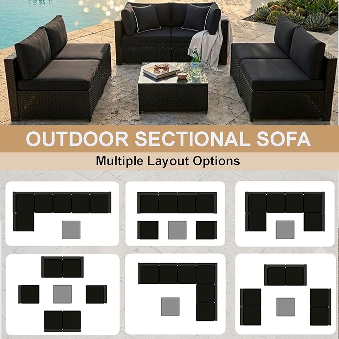 KIGOTY 7-Piece Patio Furniture Set, All-Weather PE Rattan Outdoor Sectional Sofa - Image 4