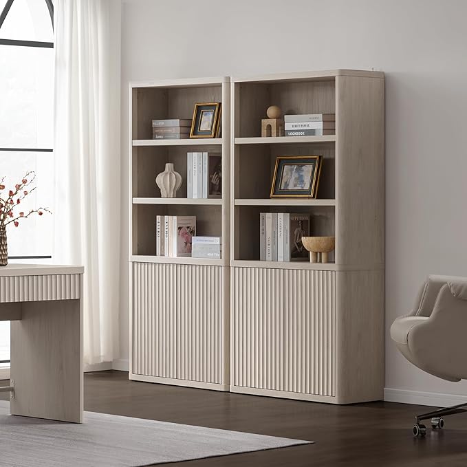 SICOTAS Book Shelf with Doors 71" Tall 6 Tier Bookshelf with Adjustable Shelves - Image 7