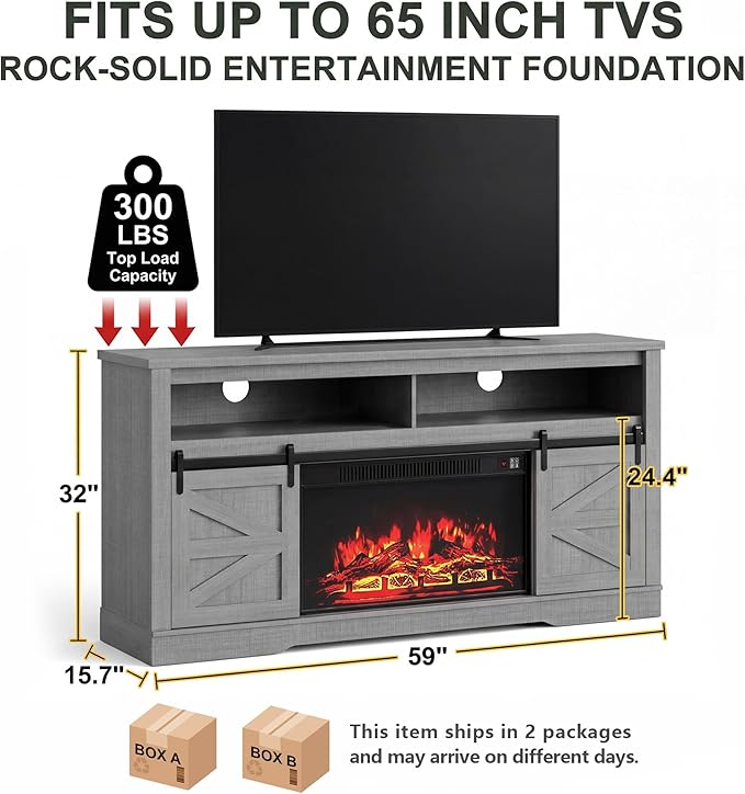 YESHOMY Fireplace TV Stand for Television up to 65+ Inch - Image 2
