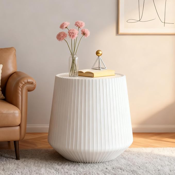 19.68" Round Marble End Table, Modern Cup Shaped Side Table - Image 5