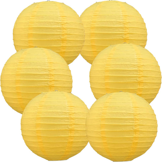 BEISHIDA 6-Inch Yellow Round Paper Lanterns Decorative Hanging Asia Chinese Japanese Paper Lanterns Lamp for Birthday Halloween Wedding Baby Bridal Shower Fall Home Decor Party Decoration（6 Packs）