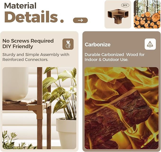 Bamworld Plant Stand Indoor Hanging Plants Shelf 7 Pots Tall Ladder Plant - Image 5