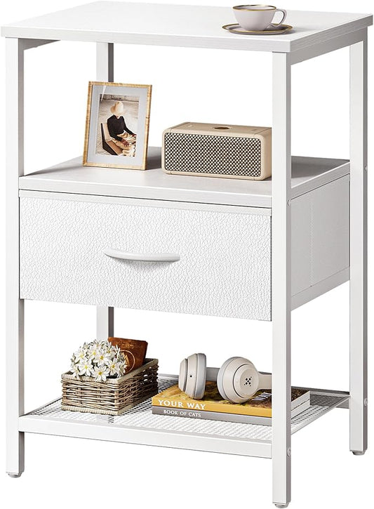 Huuger Night Stand with Fabric Drawer, Side Table with Mesh Shelf, Bedroom by Huuger